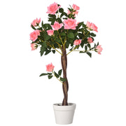 Grandi rose artificiali, 90 cm, pianta artificiale, albero di rose artificiali in plastica in vaso, albero artificiale dall'aspetto realistico, per