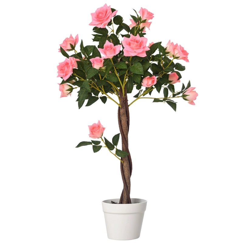 Grandi rose artificiali, 90 cm, pianta artificiale, albero di rose artificiali in plastica in vaso, albero artificiale dall'aspetto realistico, per