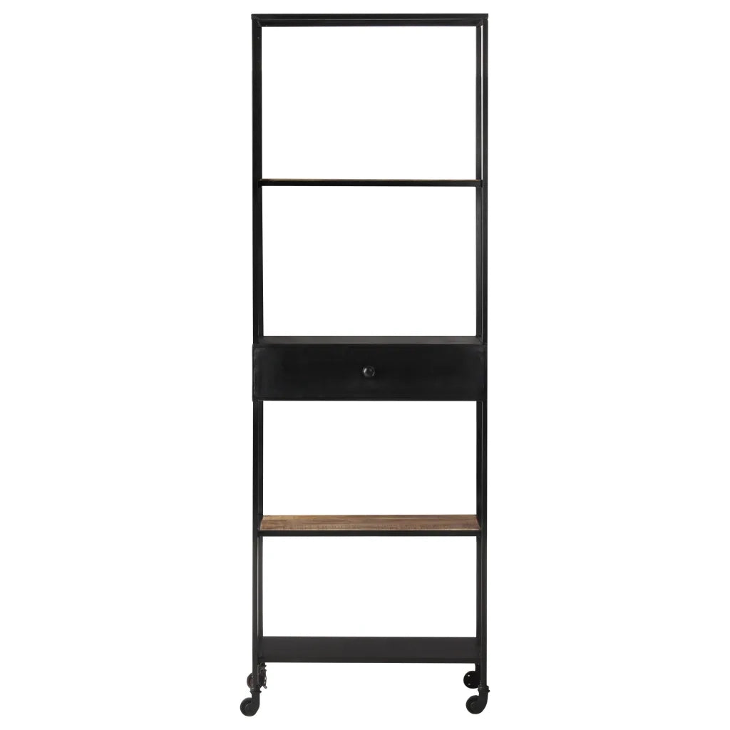 Libreria 60x35x180 cm in Legno di Mango Grezzo e Ferro cod mxl 19255