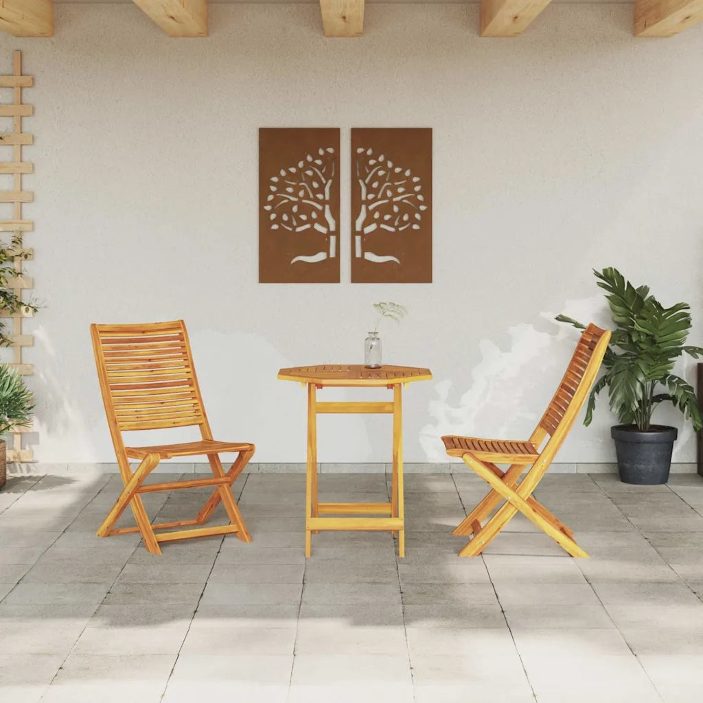 Set Bistro Pieghevole 3 pcs Marrone Legno di Acacia Massello 3375698