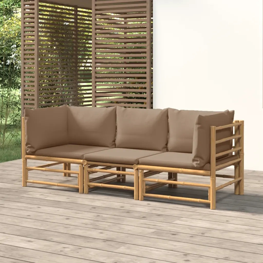 Set Salotto da Giardino 3pz con Cuscini Tortora BambÃ¹cod mxl 124219