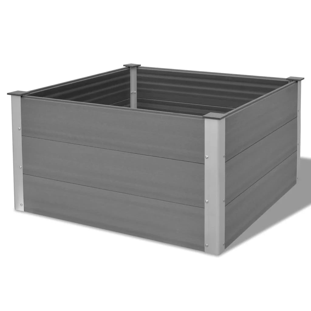 Fioriera rialzata per piante e fiori giardino WPC 100 x 100 x 54 cm grigio 02_0001235