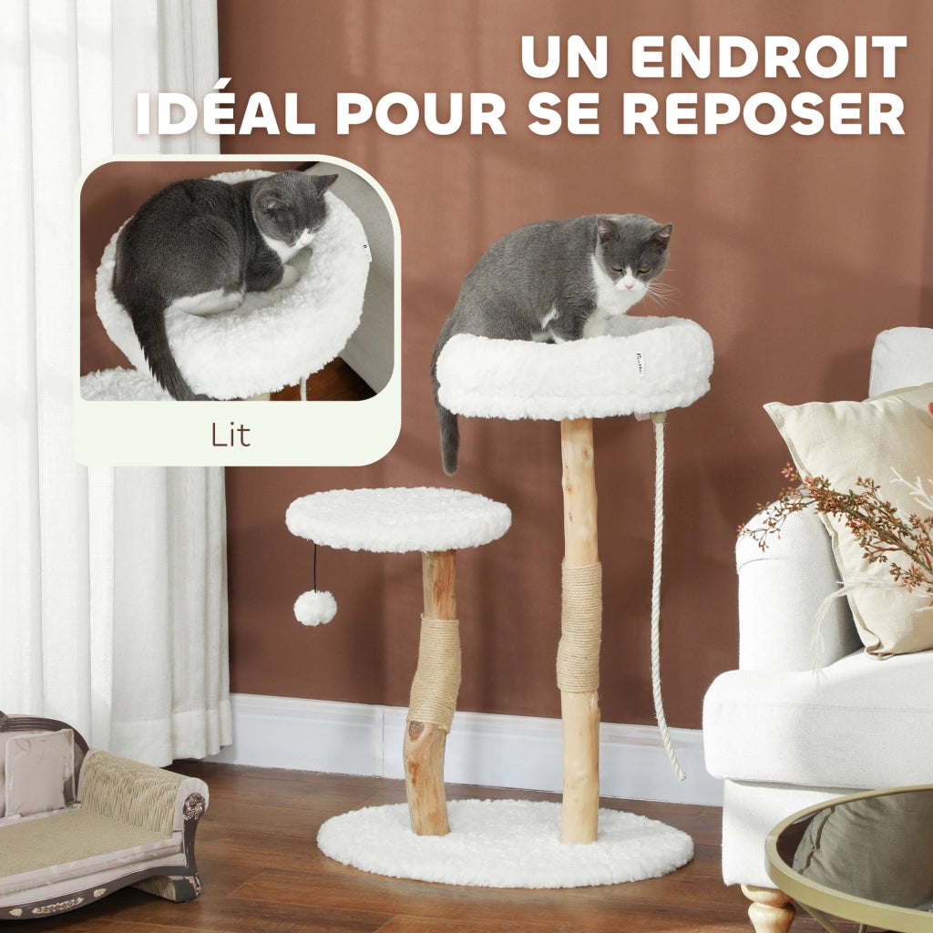 Albero tiragraffi per gatti con letto ¨C zephmum ¨C 58x40x85 cm bianco
