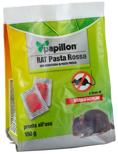 Esca topicida in pasta rossa brodifacoum 25ppm busta 150gr