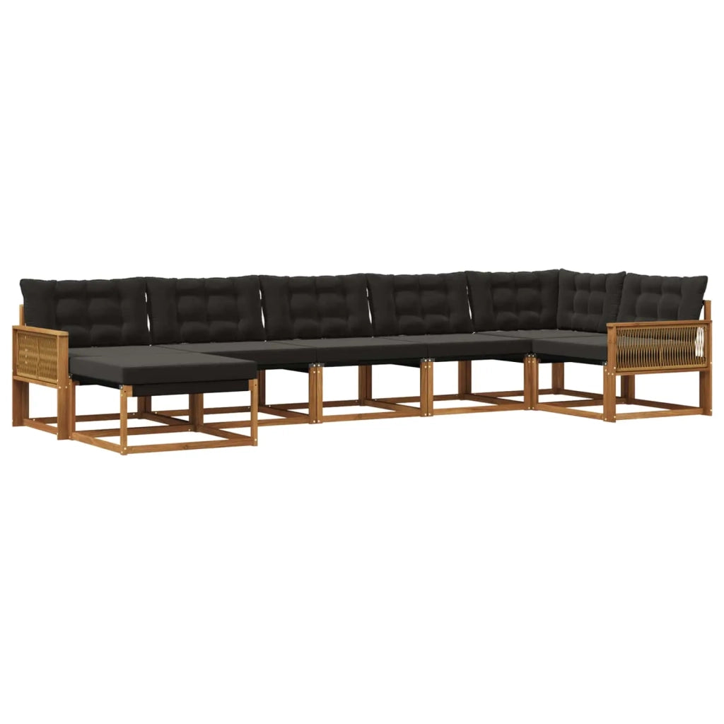 Set di divani da esterno 7 pz Naturale e Nero 3381572