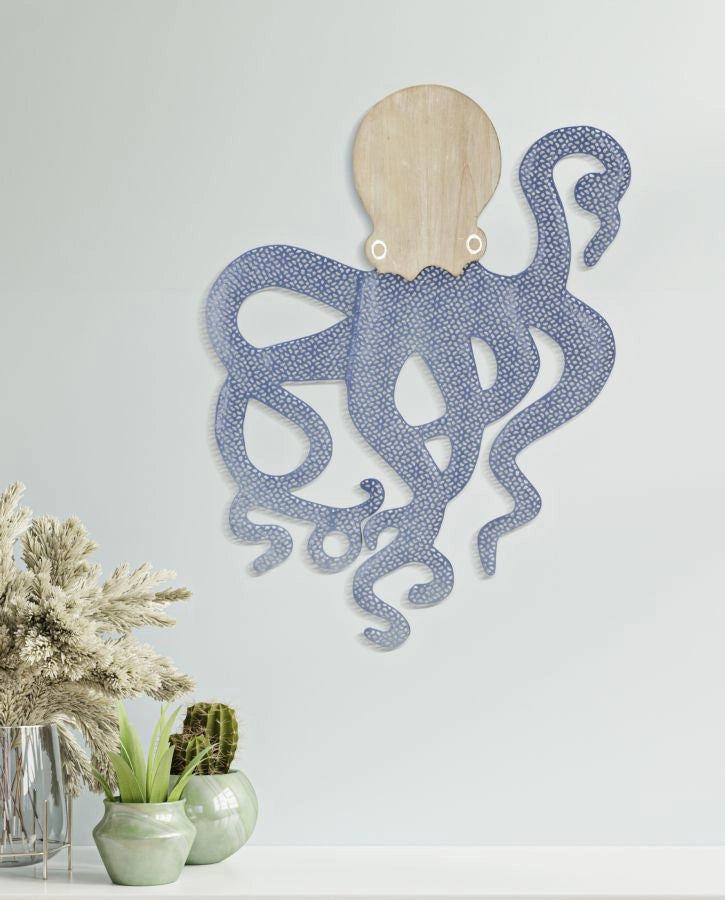 Pannello da Muro Octopus 41x1,5x57 cm in Ferro e MDF Multicolor
