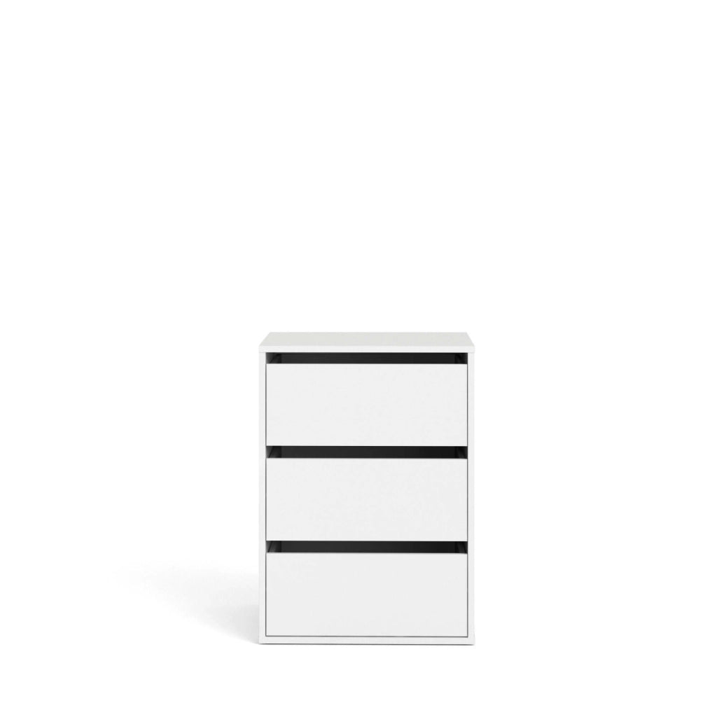 Cassettiera a tre cassetti da Adonino, colore bianco, cm 51 x 70 x 39