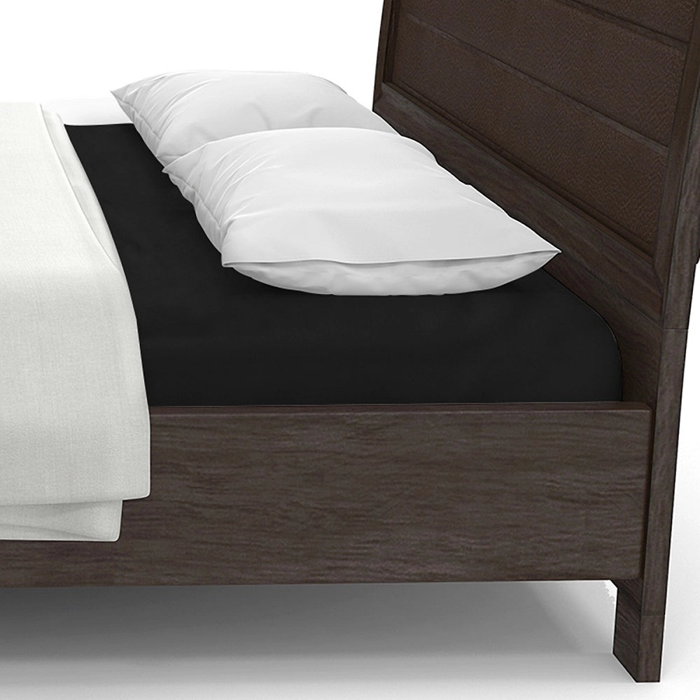 Lenzuolo letto sotto con angoli 100% puro cotone Made in Italy tinta unita Nero - 1 Piazza e mezza