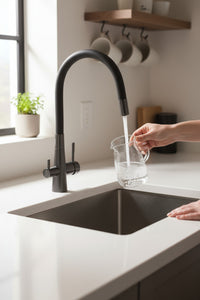 Rubinetto Cucina con Filtro Acqua | Antrarice Spazzolato, Doppia Leva, Canna Flessibile e Design Moderno