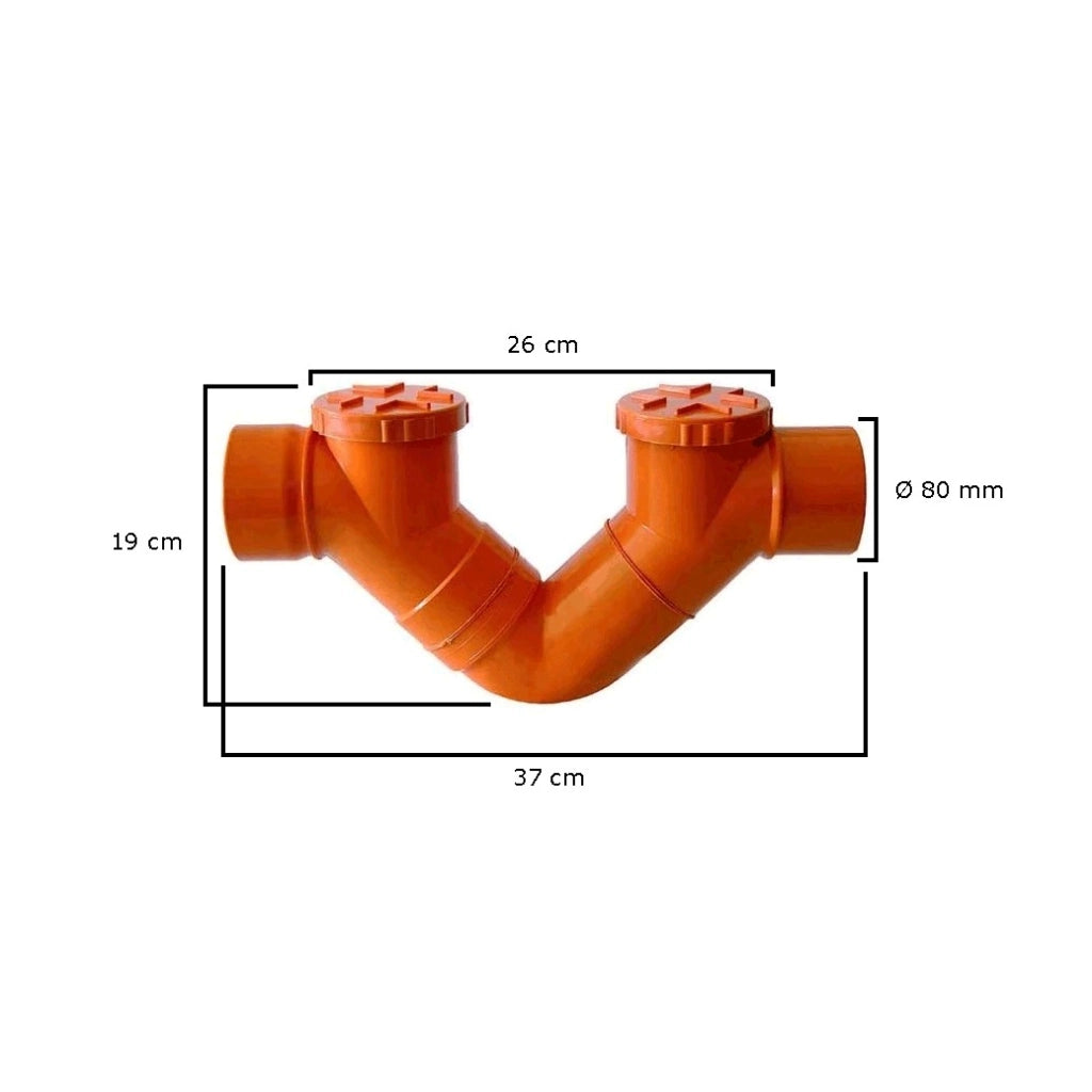 Sifone firenze orizzontale in pvc  (2 Tappi) : Diametro - 80