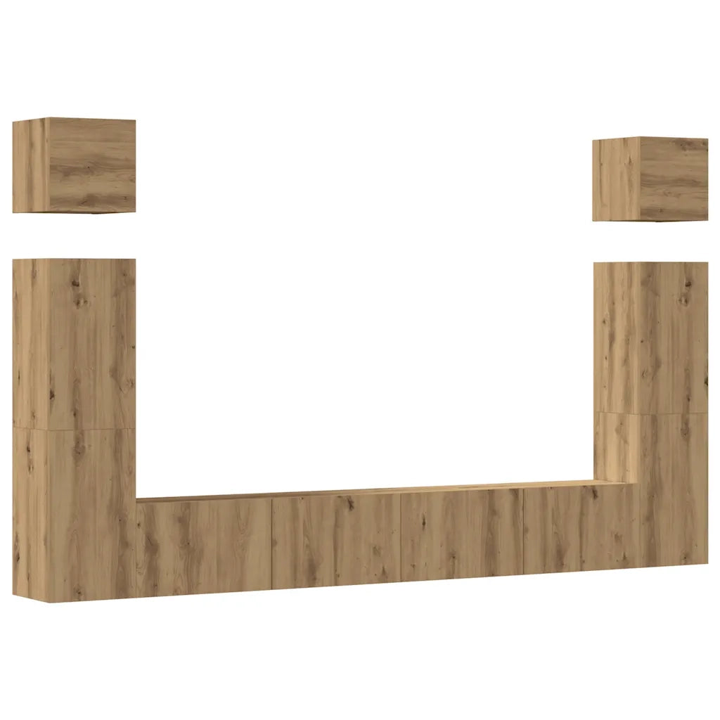 Set Mobile TV 6 pz Montato a Parete Rovere in Legno Multistrato 3329142