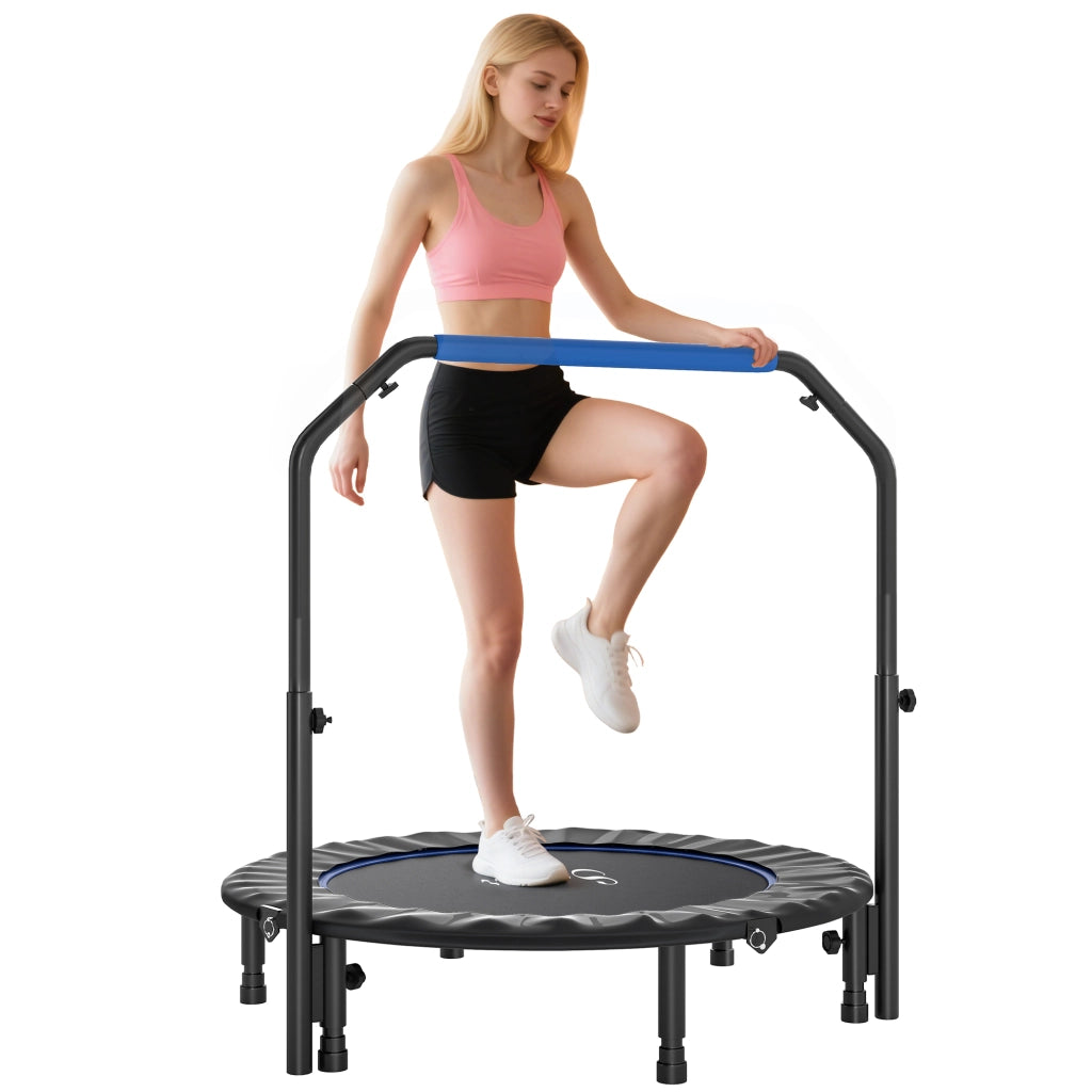 Trampolino Elastico Pieghevole ¨C Zephmum ¨C Acciaio 114 cm Blu Nero