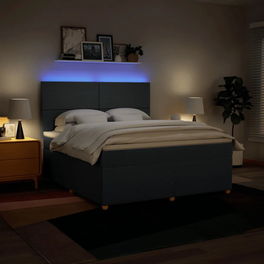 vidaXL Giroletto a Molle con Materasso Blu 180x200 cm in Tessuto