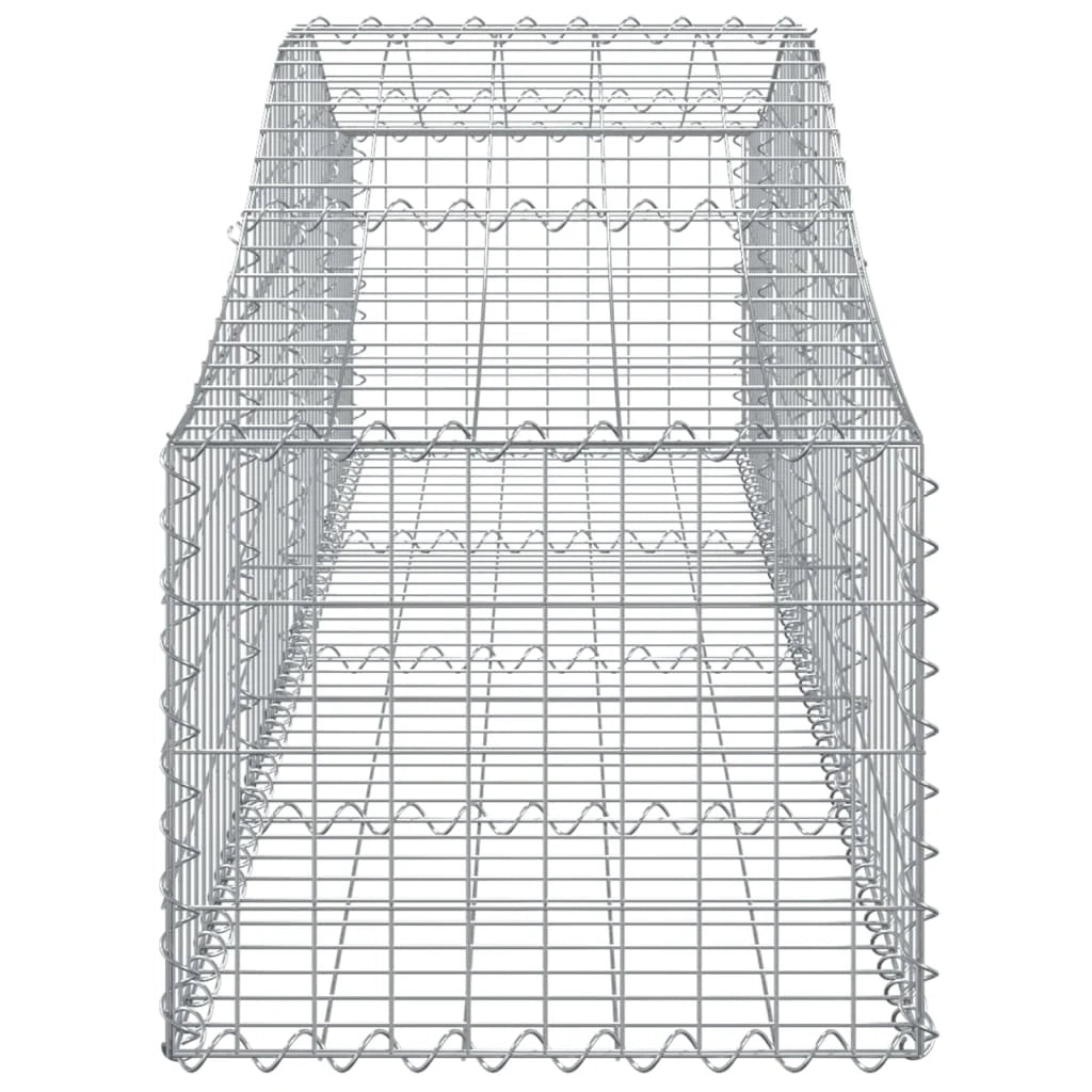 Cestini gabbioni recinzione a gabbia muro di contenimento ad arco 6 pezzi 200 x 50 x 40/60 cm ferro zincato argento 02_0041009