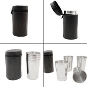 Set di 4 tazze in acciaio inossidabile - resistenti all'urto - in borsa di pelle