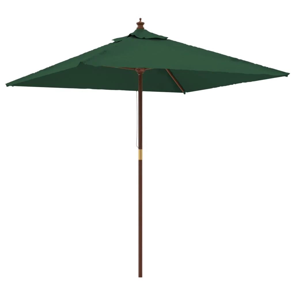 Ombrellone da giardino con palo in legno 198 x 198 x 231 cm verde 02_0008368