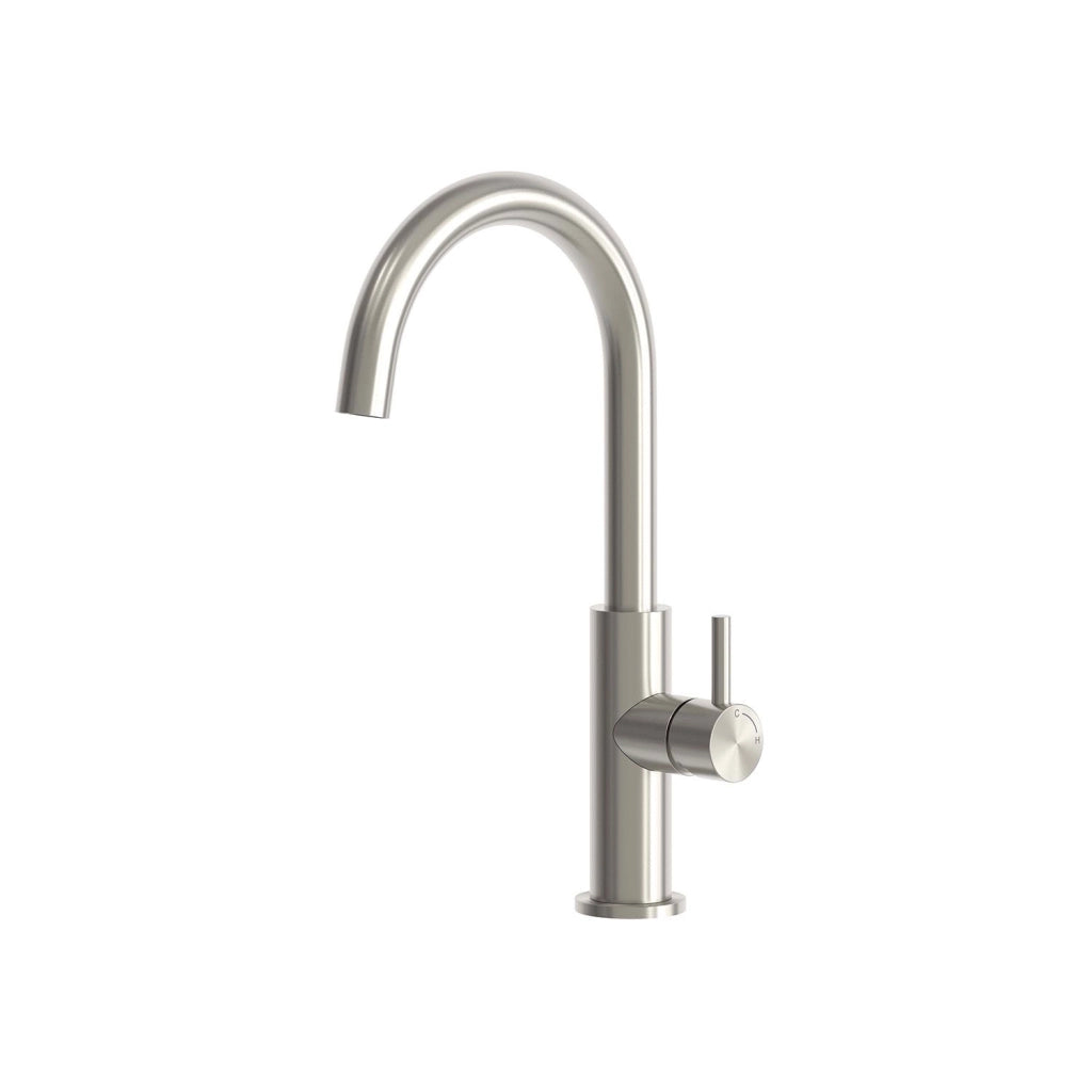 SINED Rubinetto cucina inox 316L acciaio inox satinato resistente corrosione altezza 32 cm design moderno per interni ed esterni modello LEVANTE