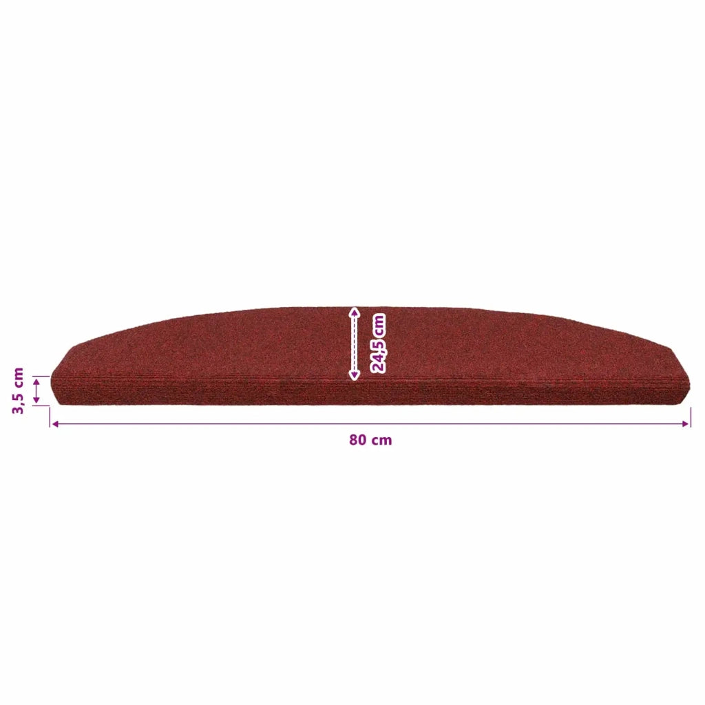Tappetini per scale autoadesivi 15 pz | Gradini per Scale Rosso Bordeaux