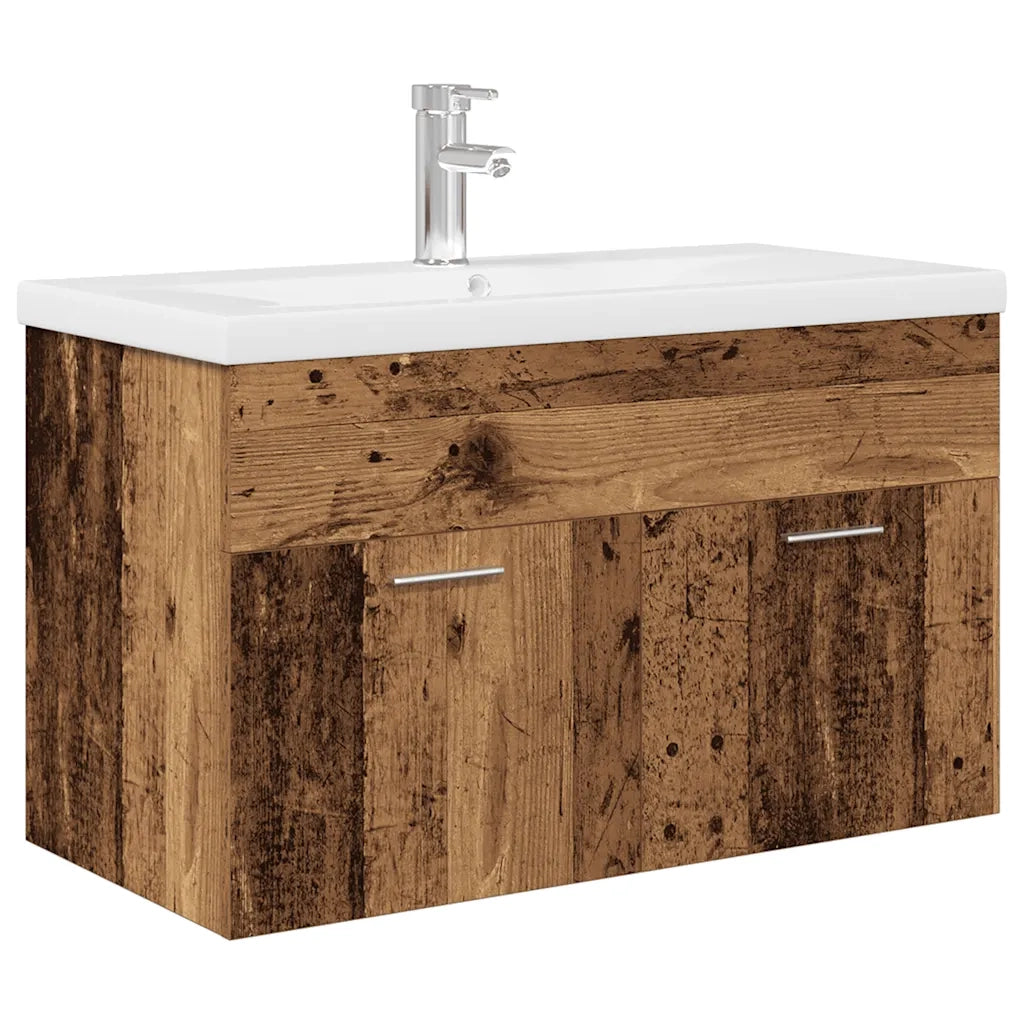 vidaXL Mobile da Bagno con Lavabo Integrato e Rubinetto Legno Antico