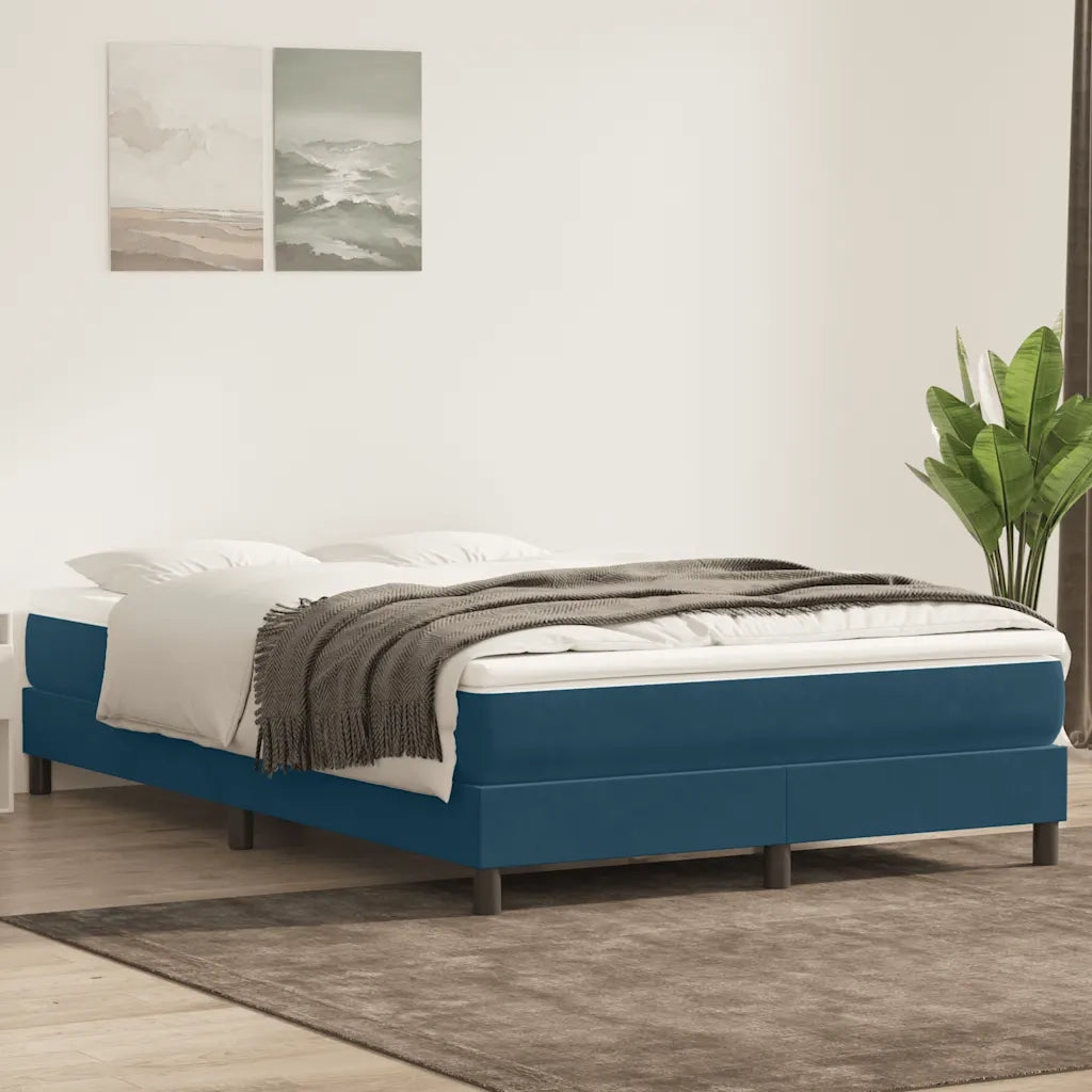 Letto a Molle senza Materasso Blu Scuro 160x220 cm in Velluto 3315883