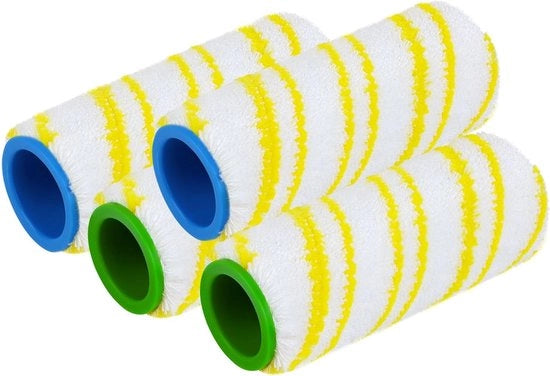 Set di 4 Rotoli di Sostituzione a Microfibra - Adatto per FC7, FC5 & FC3 - Rotoli a Setole a Microfibra - Inclusi 2 Tips Blu e 2 Verdi - Sostituisce 2.055-006.0 - Rotoli Lavabili per Aspirapolvere per Pavimenti