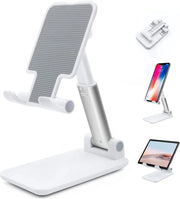 Supporto per telefono, supporto portatile per telefono, supporto per tablet, scrivania, pieghevole, diverse angolazioni, regolabile, supporto pieghevole per telefono, supporto universale per telefono, pieghevole, supporto dock per telefono, bianco