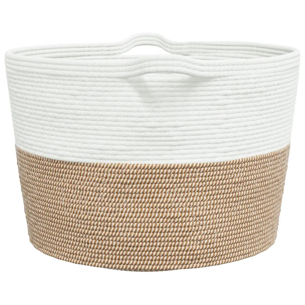 Cesto per Biancheria Marrone e Bianco ?60x36 cm in Cotone CFW1208833