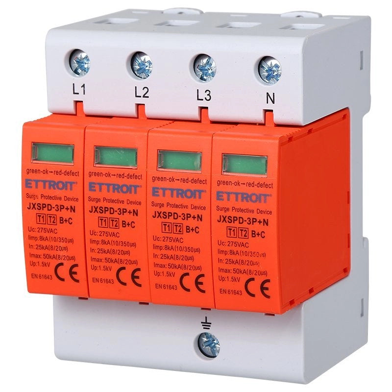 ETTROIT Scaricatore Di Sovratensione 220V T1+T2 220V 3P+N 4 Poli Occupa 4 Modulo DIN