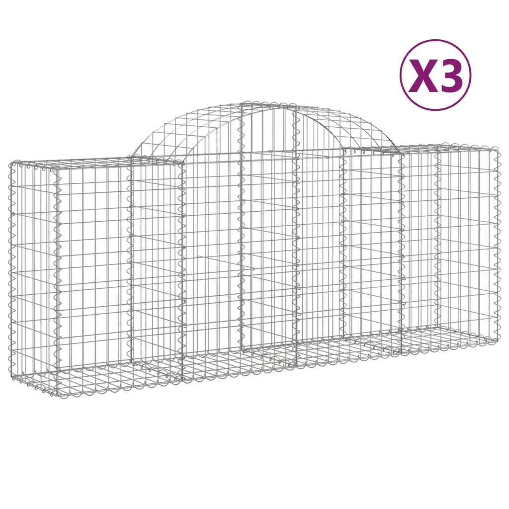 Cesti Gabbioni ad Arco 3 pz 200x50x80/100 cm Ferro Zincato 3146300