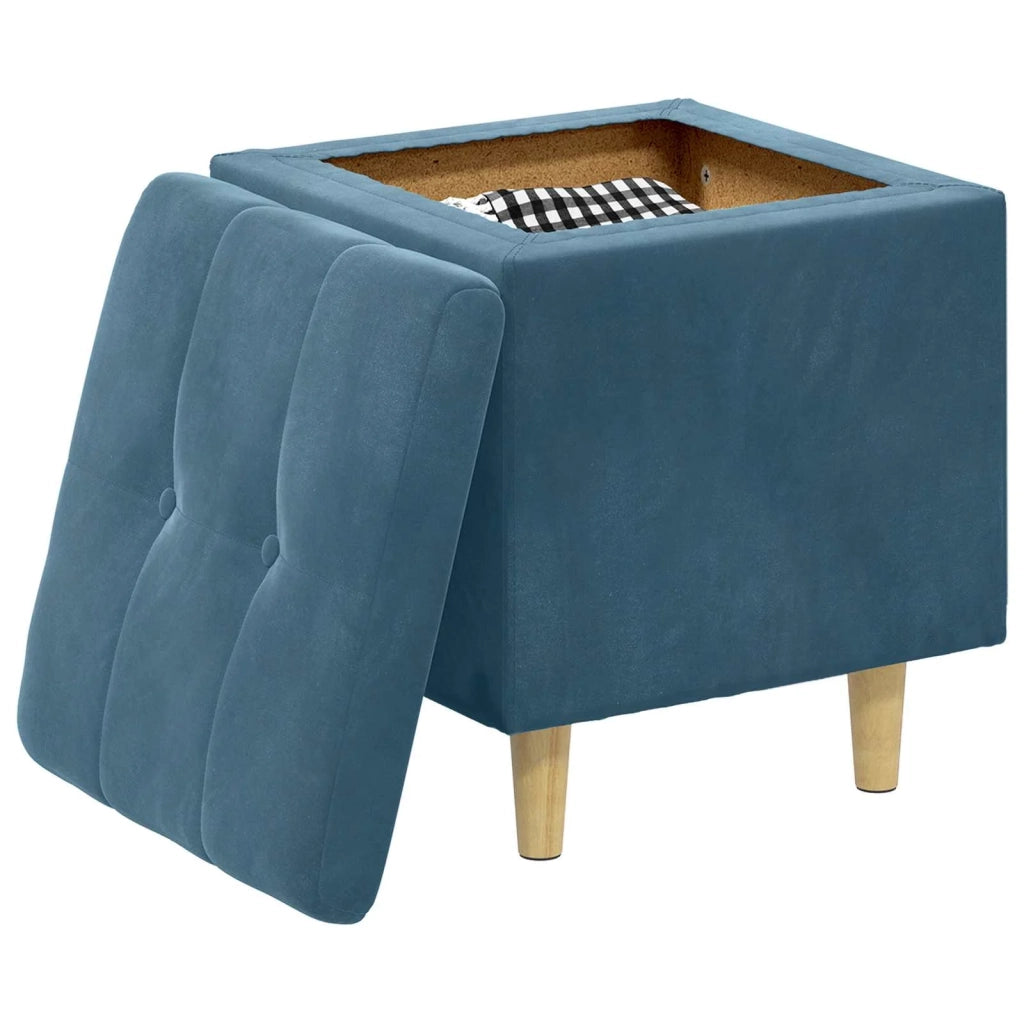 Pouf contenitore con cuscino Blu 40 x 40 x 45 cm Velluto 876809