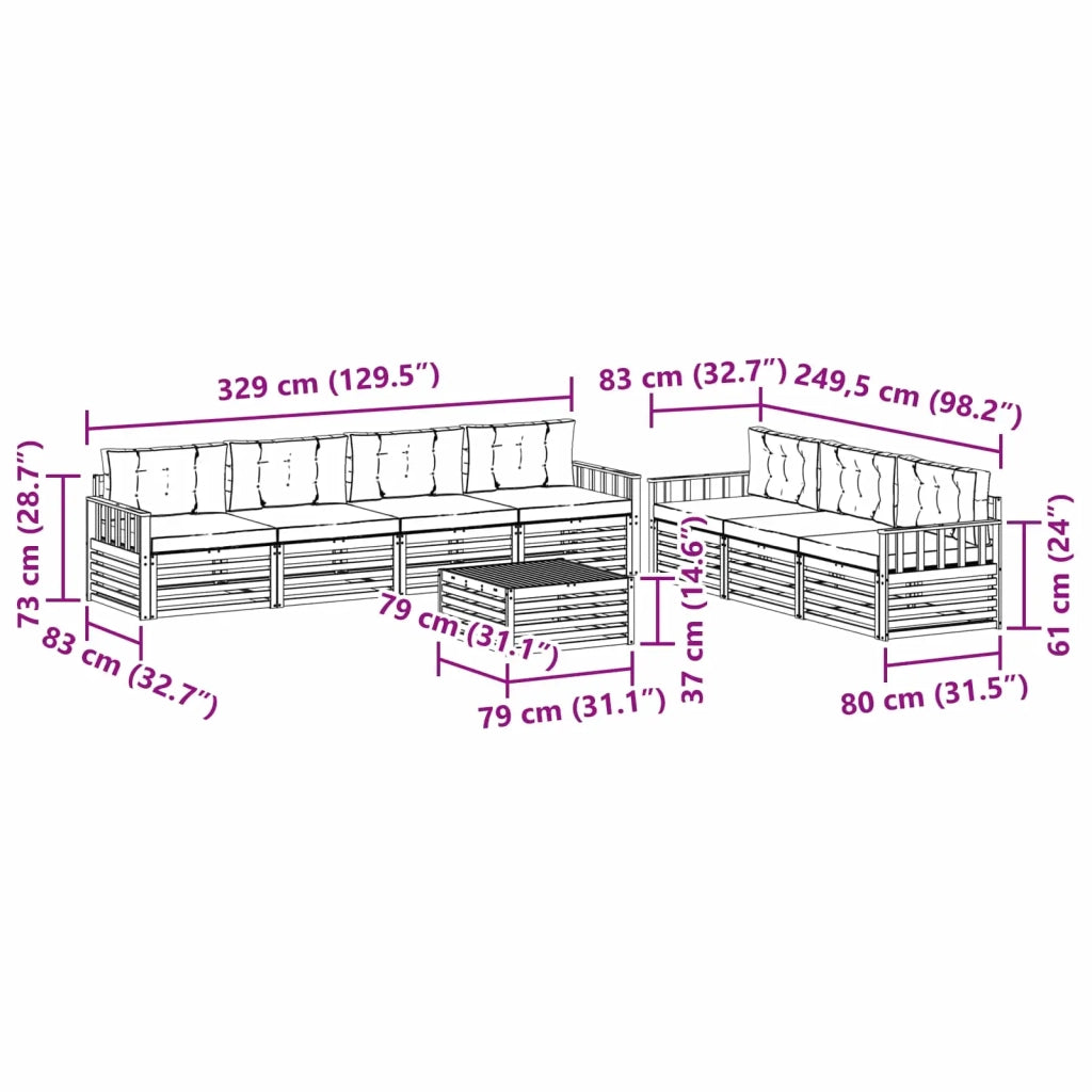Set di divani da esterno 8 pcs Bianco e Antracite