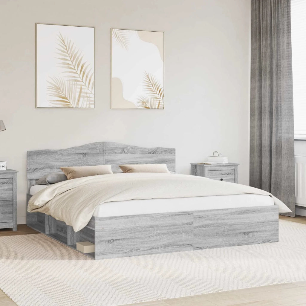 Struttura del letto Grigio Sonoma 200 x 200 cm Pino massello