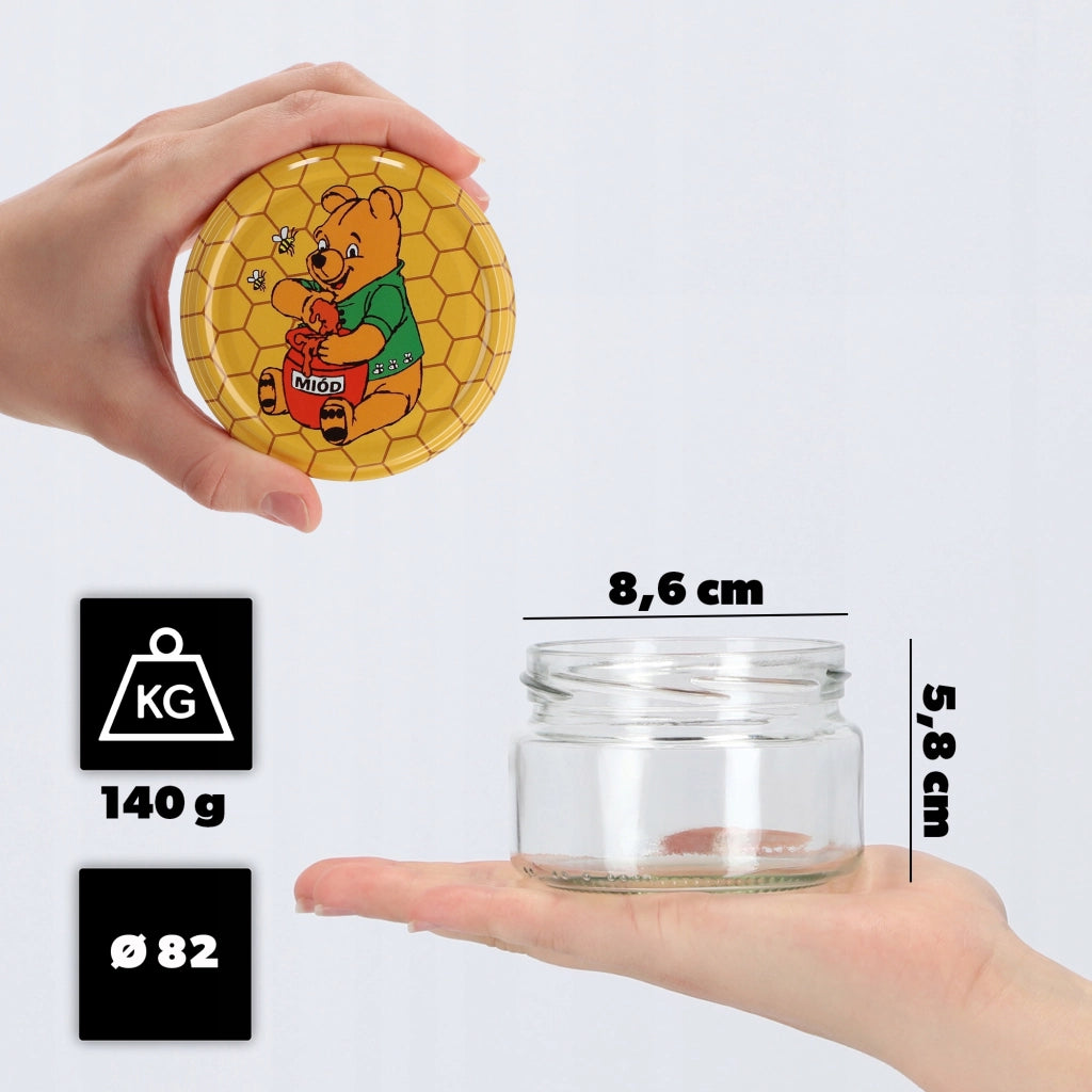 KADAX Denia barattoli per conserve 250ml 10 pezzi 82mm + coperchio "Miele"