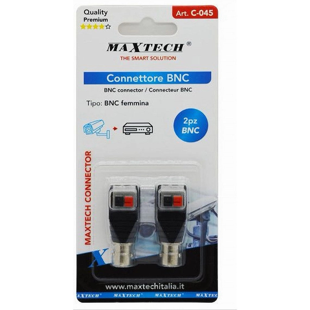 Trade Shop - Set 2pz Connettore Adattatore Bnc Femmina 220v Telecamera Videosorveglianza C-045 -