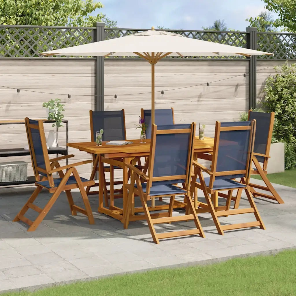 Set Pranzo da Giardino 7pz Legno Massello di Acacia e Textilene