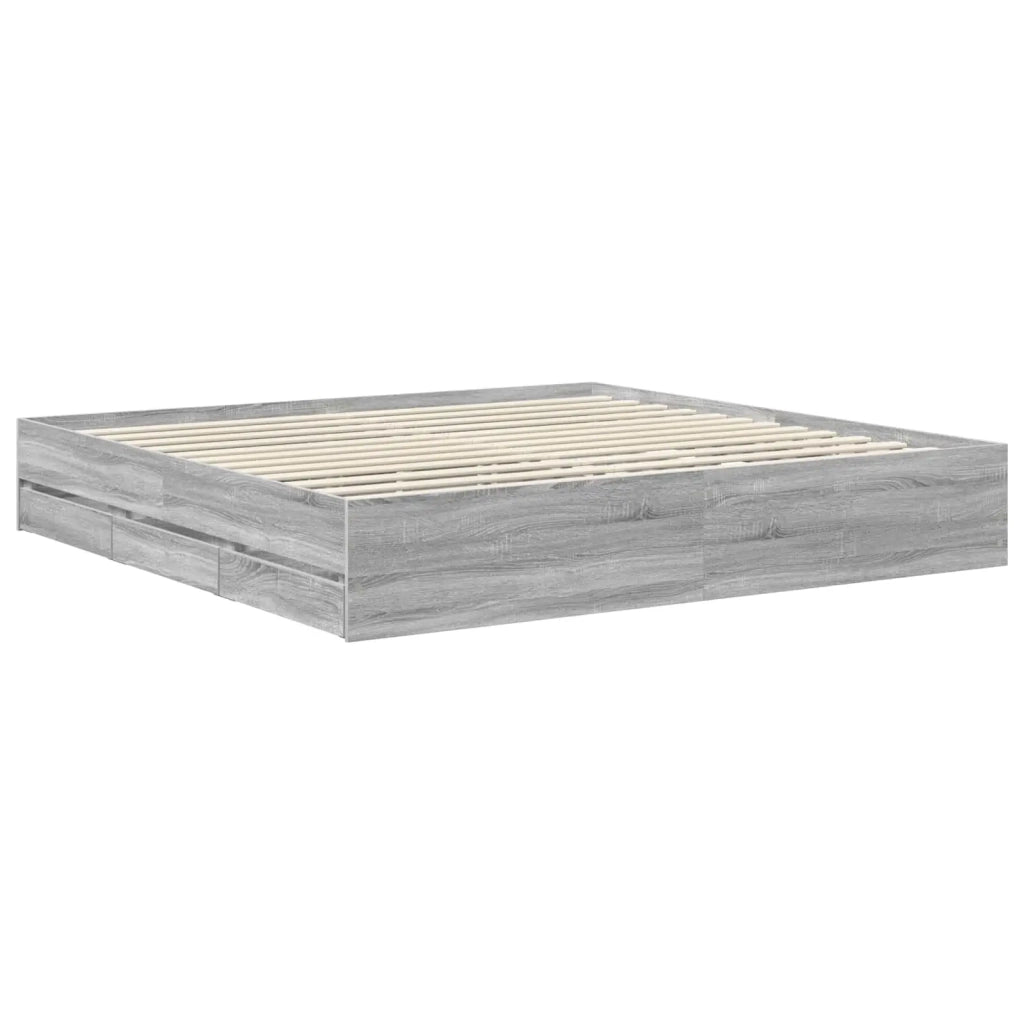 Struttura del letto con cassetto Grigio Sonoma 200 x 200 cm