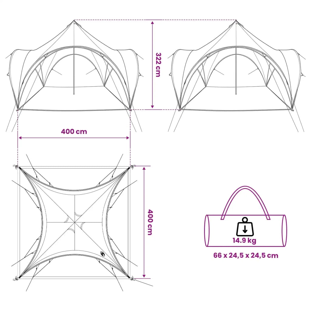 Tenda Party Verde 400 x 400 x 320 cm Poliestere e Acciaio 42028615