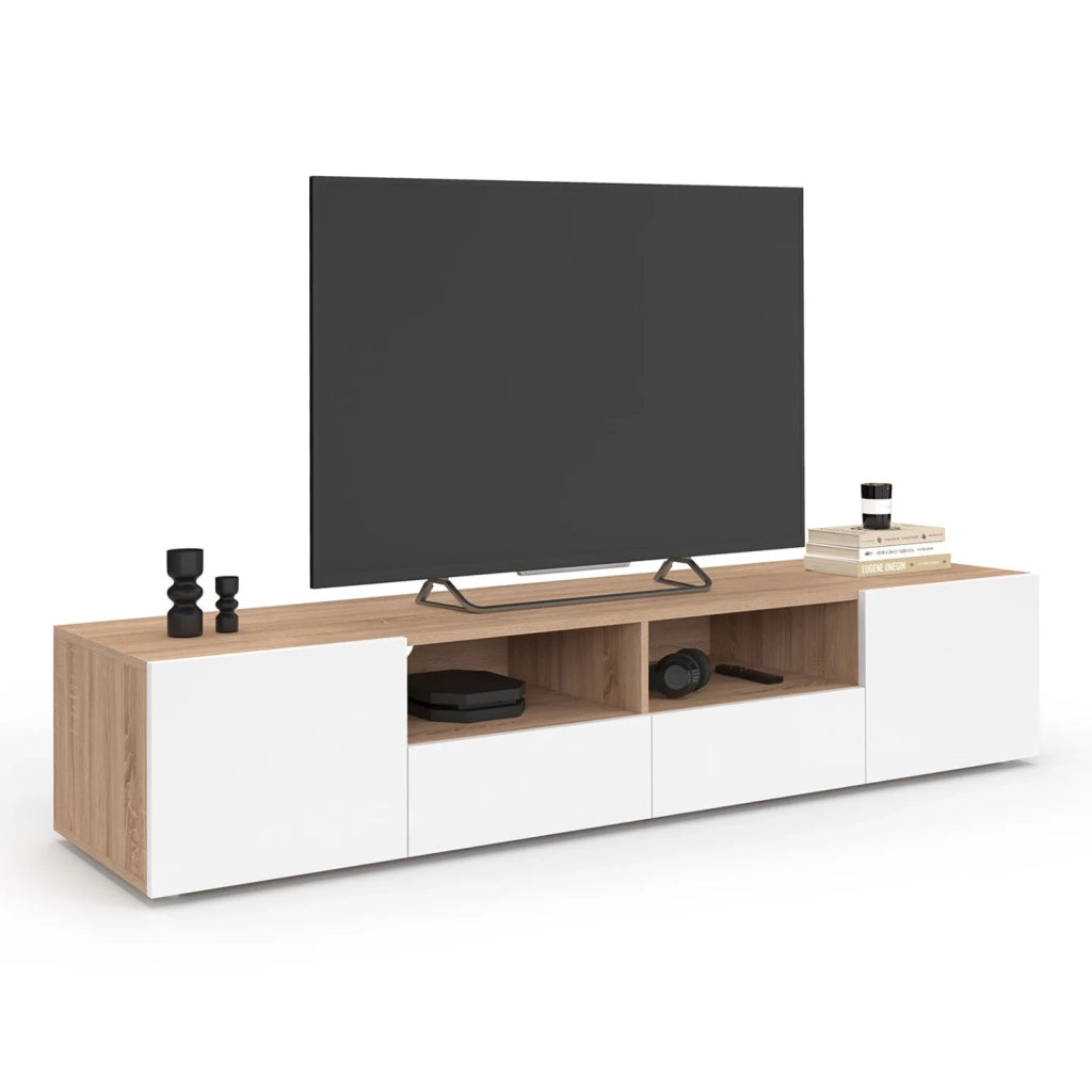 IDMarket - Porta TV 180 cm ELI in faggio con ante bianche