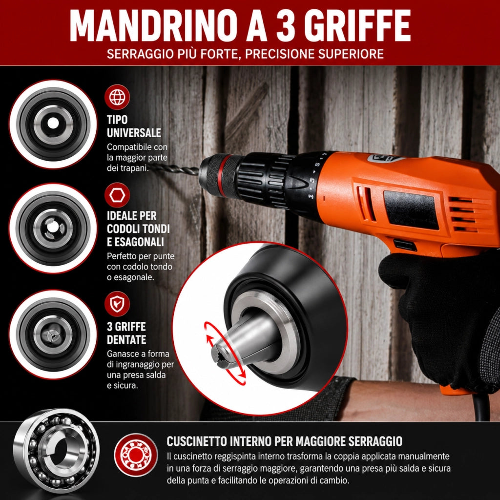 Mandrino Autoserrante Trapano 2-13 mm Attacco Filettato  1/2-20UNF 82203