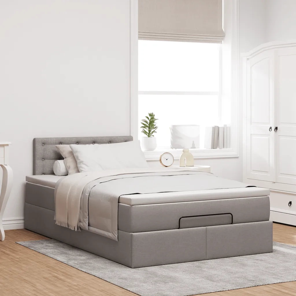 Pouf Letto con Materasso e LED Tortora 120x190cm in Tessuto 3312461