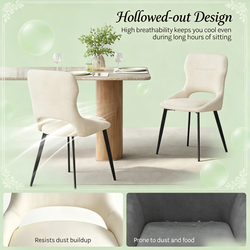 Set di 2 Sedie Moderne in Chenille Imbottite per Sala da Pranzo 43x40x86 cm