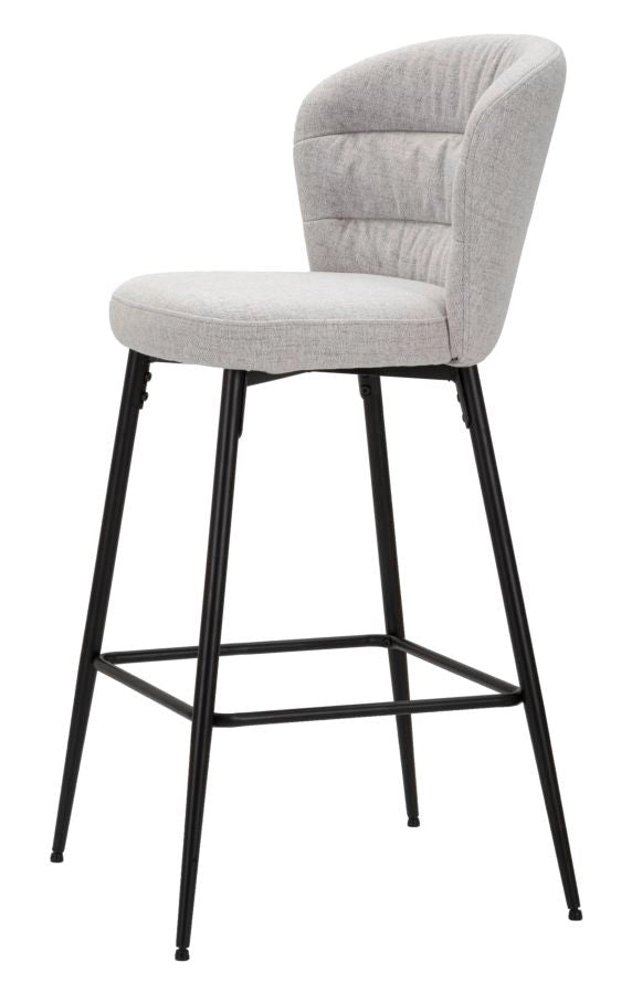 Set 2 Sgabelli Bar Losanna 52x108x59 cm in Tessuto Grigio/Nero
