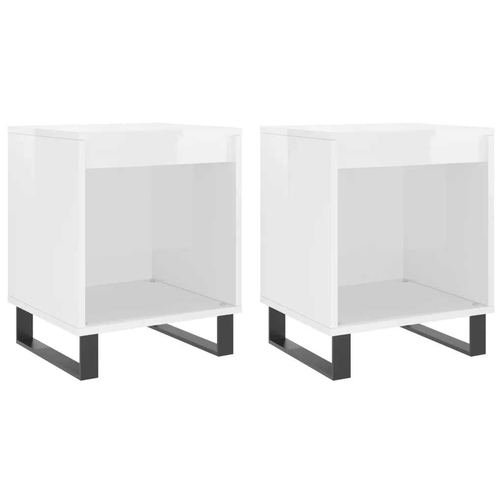 Comodini 2pz-Set di 2 Tavolino da notte Bianco Lucido 40x35x50 cm in Legno Multistrato 141166