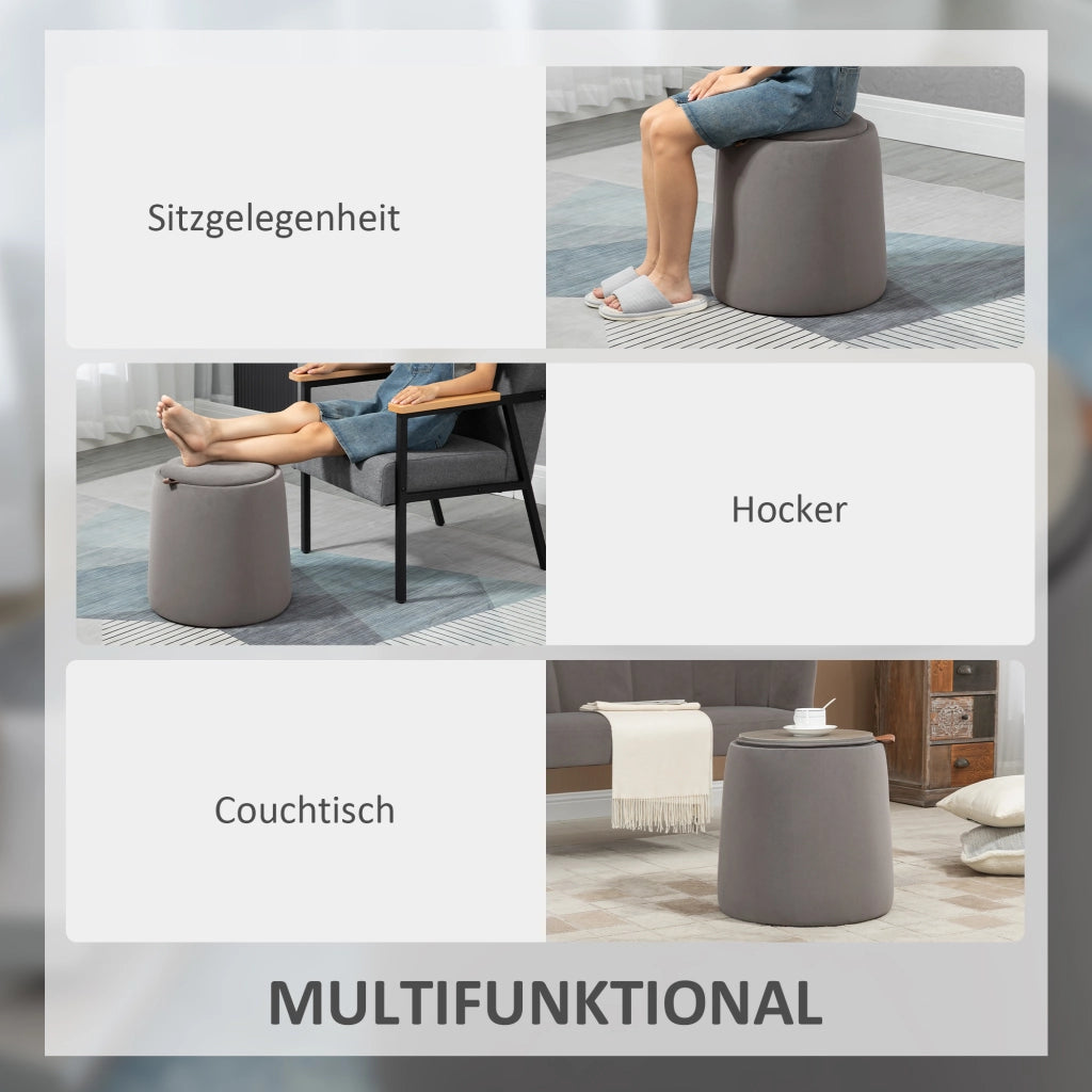 POUF Contenitore rotondo Ø44 x 47,5 cm in poliestere grigio scuro