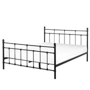 Letto Nero matrimoniale 140 x 200 cm poggiatesta in metallo poggiapiedi