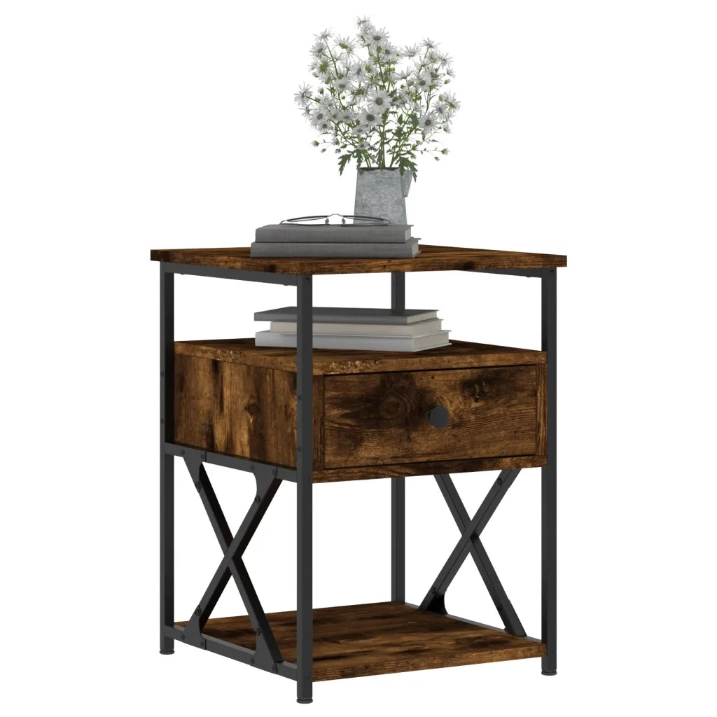 Comodino-Tavolino da notte Rovere Fumo 40x42x55 cm Legno Multistrato