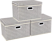 Scatole di archiviazione pieghevoli con coperchio, grandi, scatole di archiviazione con coperchio, scatole di archiviazione in tessuto per armadi, giocattoli, organizzazione di casa e ufficio, 3 pezzi, grigio