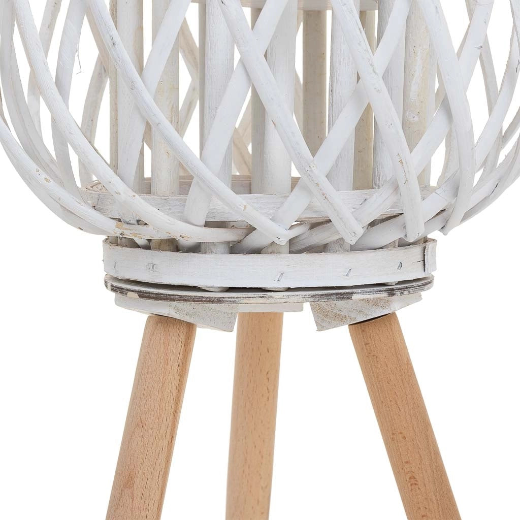 Lanterna portacandele in midollino bianco d37x40/63h