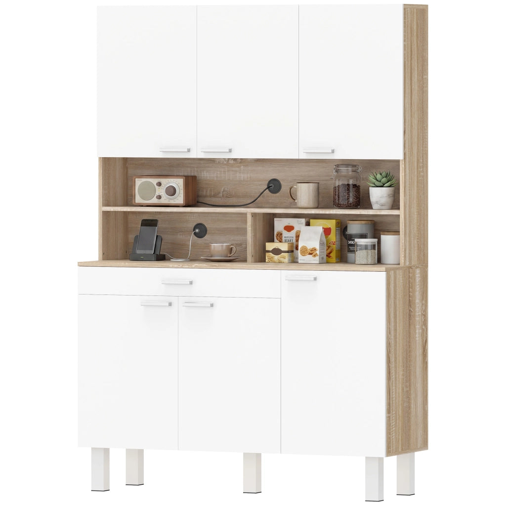 Buffet Cucina ¨C zephmum ¨C Bianco e Legno Naturale 120x40x175