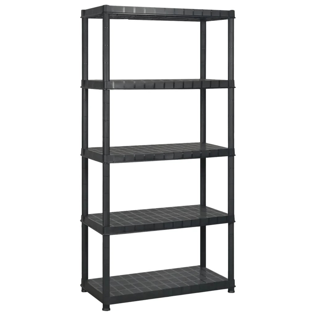 Scaffale portaoggetti a 5 ripiani 255 x 40 x 185 cm Plastica nera 02_0045704